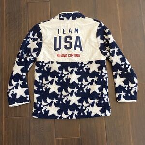 Team USA Milano Cortina Olympic Tusa Mc AOP Plush Sherpa full zip jacket size L